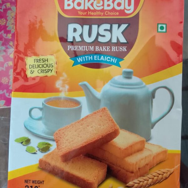 BakeBay Premium Elaichi Suji Rusk – Crispy, Flavourful Tea Time Snack